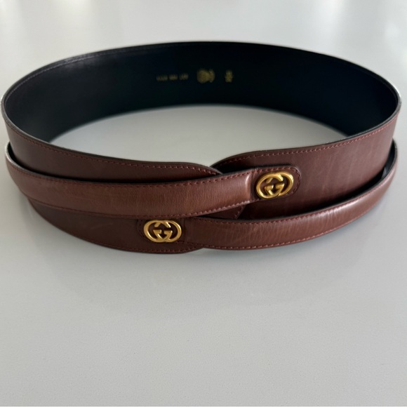 Vintage 80s Gucci Leather Wrap Belt - 36” - Picture 1 of 11